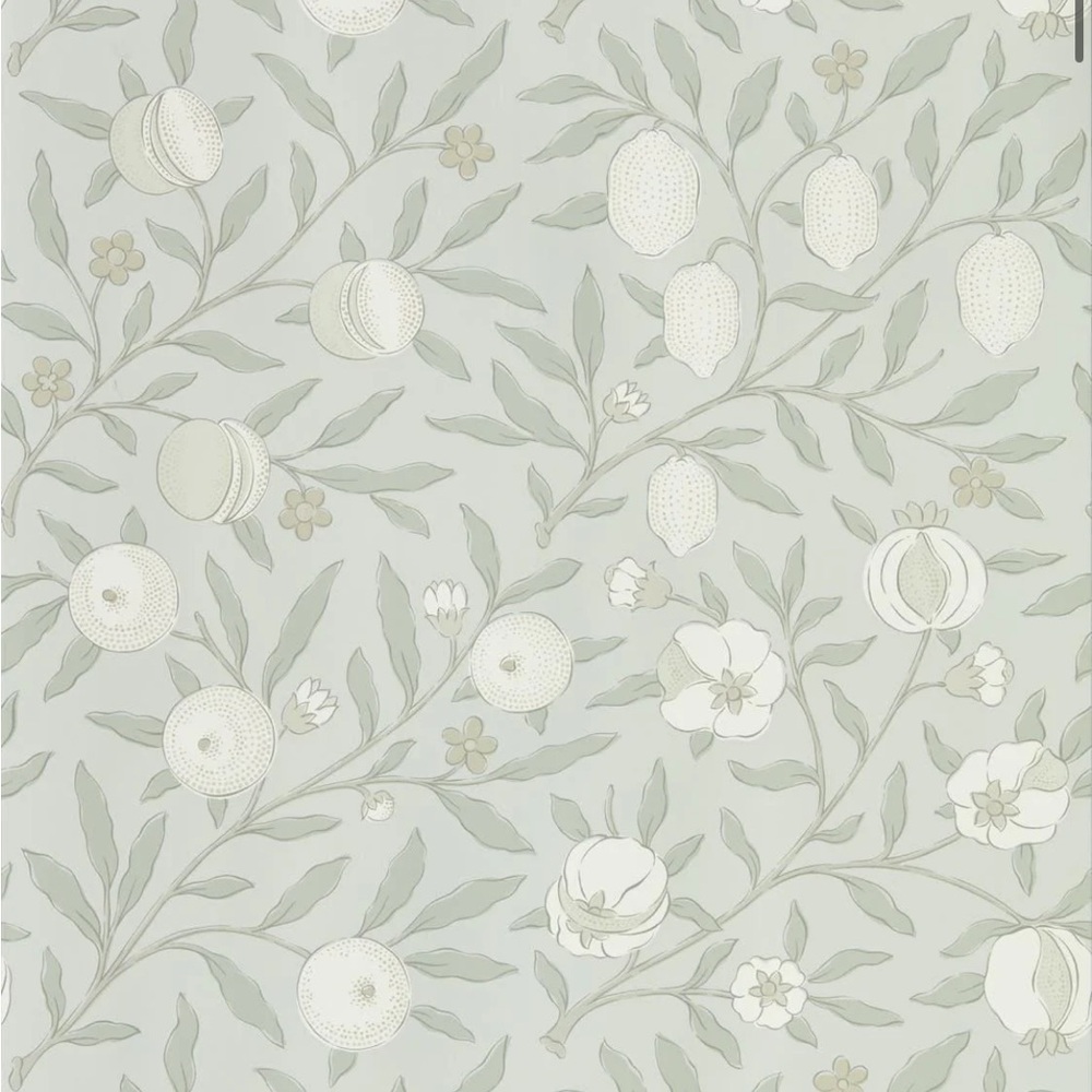 Anthropologie Green and Cream Botanical Wallpaper